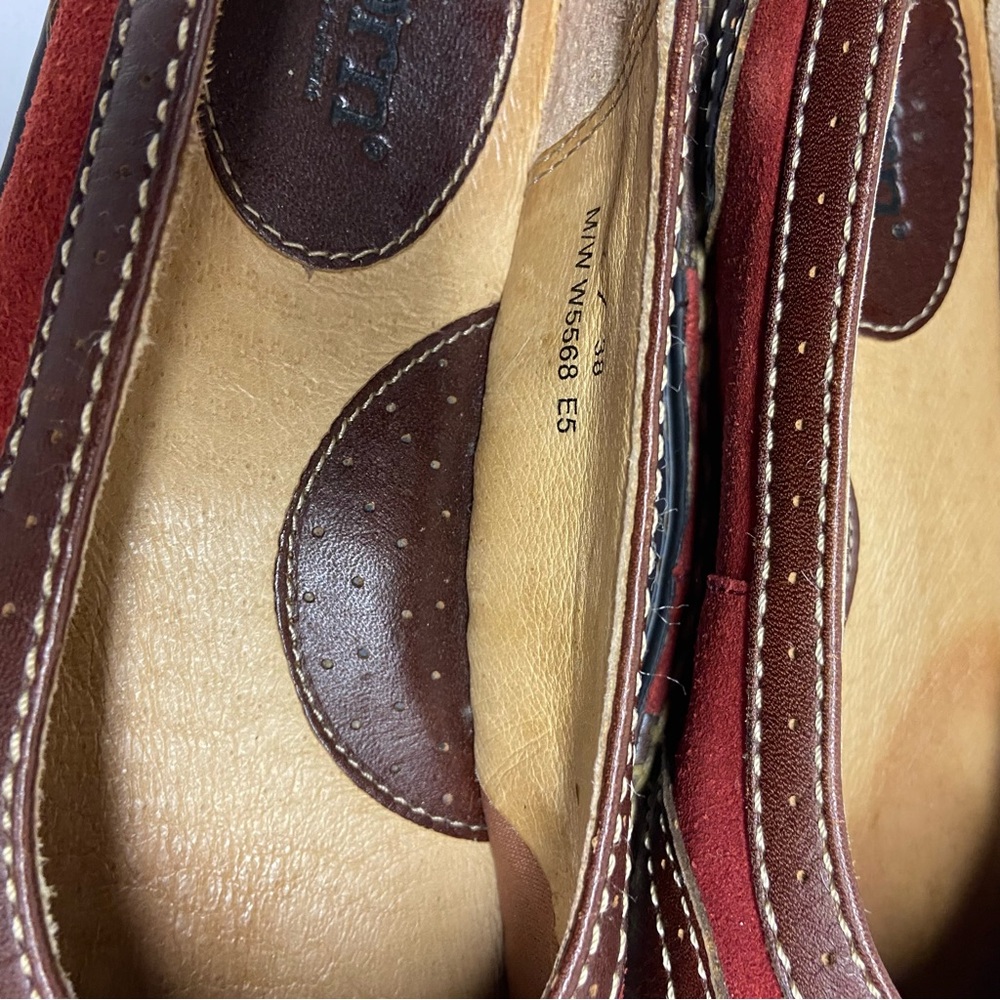 Born Women’s Shoes Brown/Red Suede Leather Flats Slip Ons Size 7 - Picture 8 of 11